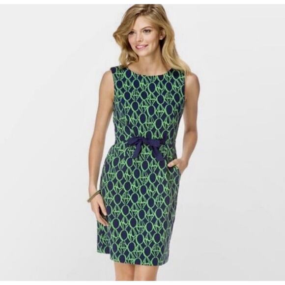 Lilly Pulitzer Blue Green Evie Ring Print Spring Easter Dress Sz S Sleeveless - Picture 1 of 11